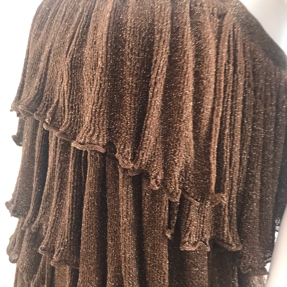 Missoni brown gold ruffle party dress - Picture 3 of 10